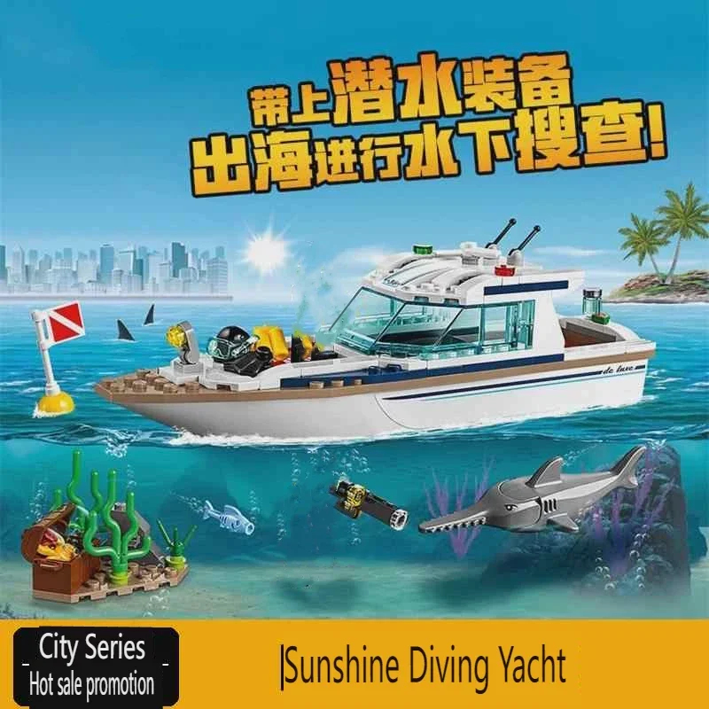 Model Kit Yacht - سلسلة سيتي 60221 يخت الغوص شاينساون،