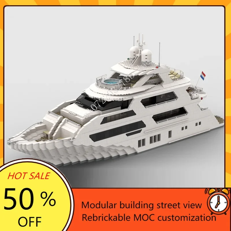 4657 قطعة مخصصة MOC سوبر يخت س - مراجعة Model Kit Yacht وسعره
